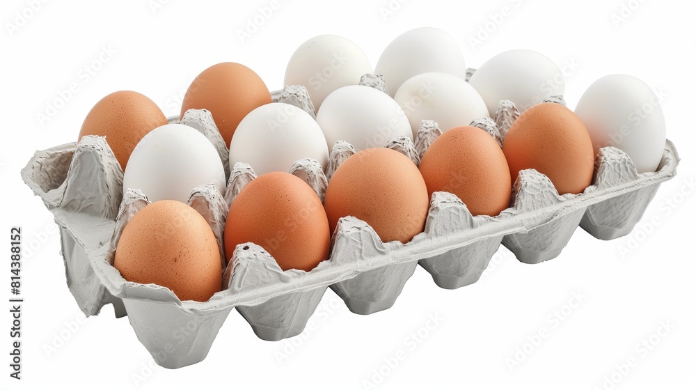 Carton of fresh brown and white eggs Carton of fresh brown and white eggs