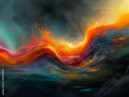 abstract wave paint bifrost fiery palette floating liquid background bar dissolving air swirling photo