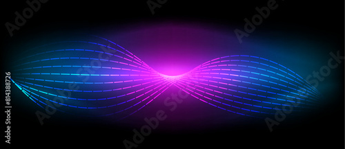 A mesmerizing display of purple and violet waves illuminated by visual effect lighting on a dark background, creating a stunning visual spectacle reminiscent of automotive lighting