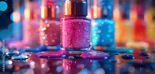 A close-up shot of a vibrant nail polish 