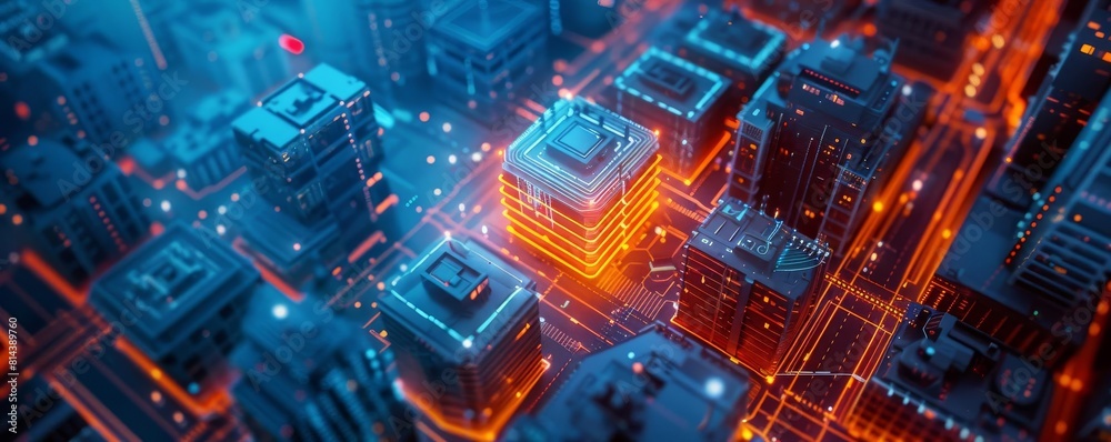 The city of the future with a lot of skyscrapers and lights. The city of the future with a lot of skyscrapers and lights.