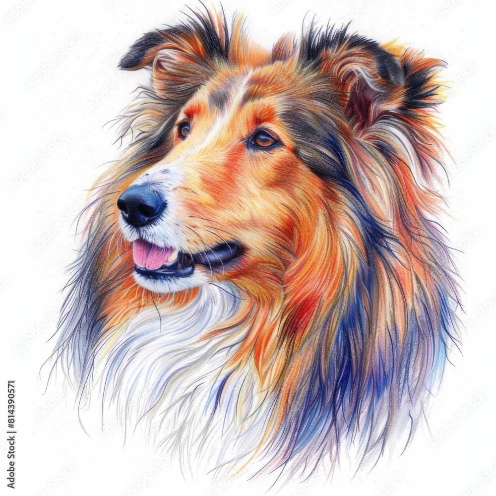 Fototapeta premium Multicolored Pencils Lion Illustration on White Papre. Creative and Vibrant Artwork