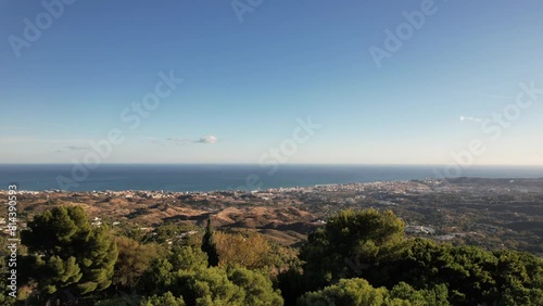 Aerial Spain Andalucia coastline panorama. The camera moves up. photo