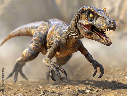 Utahraptor - A Ferocious Carnivorous Dinosaur from the Cretaceous Era. 3D Illustration with Sharp