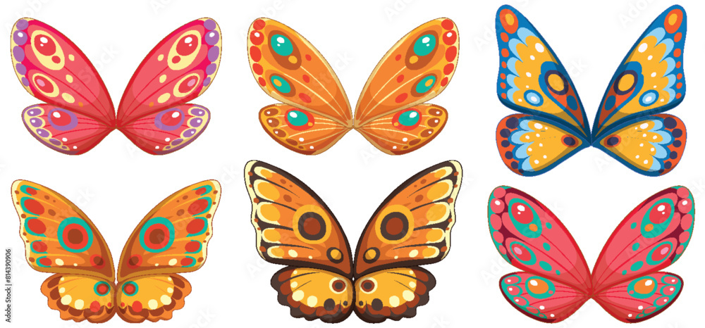 Six vibrant, stylized butterfly designs in vector format Six vibrant, stylized butterfly designs in vector format