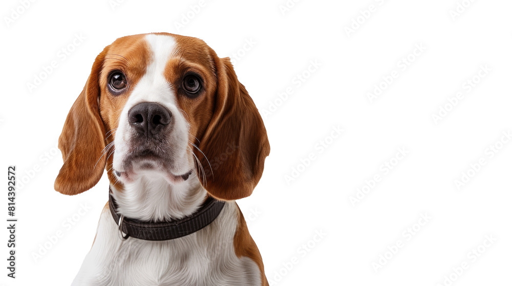 This image features a cute beagle dog sitting in front of a transparent background, perfect for highlighting the pet's adorable and friendly demeanor. AI generative. PNG file.