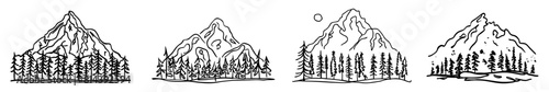 mountain lineart vector illustration