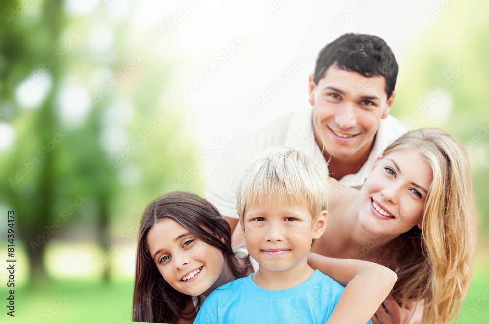 Happy young Family with children outdoor Happy young Family with children outdoor