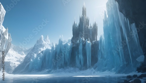 An icy stronghold rising from the frozen depths I upscaled_3 #814395143