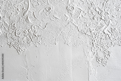 White stucco wall texture with fine lace embossing and pure color.