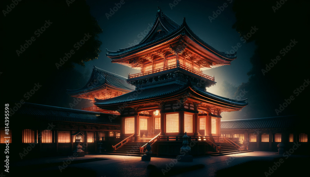 Mystical Night: Japanese Temple Illuminated by Ambient Light
Mystical Night: Japanese Temple Illuminated by Ambient Light
