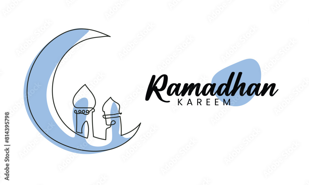 Continuous line drawing of Arabic geometric art. Islamic mosque. Ramadan Kareem. Vector Illustration Continuous line drawing of Arabic geometric art. Islamic mosque. Ramadan Kareem. Vector Illustration