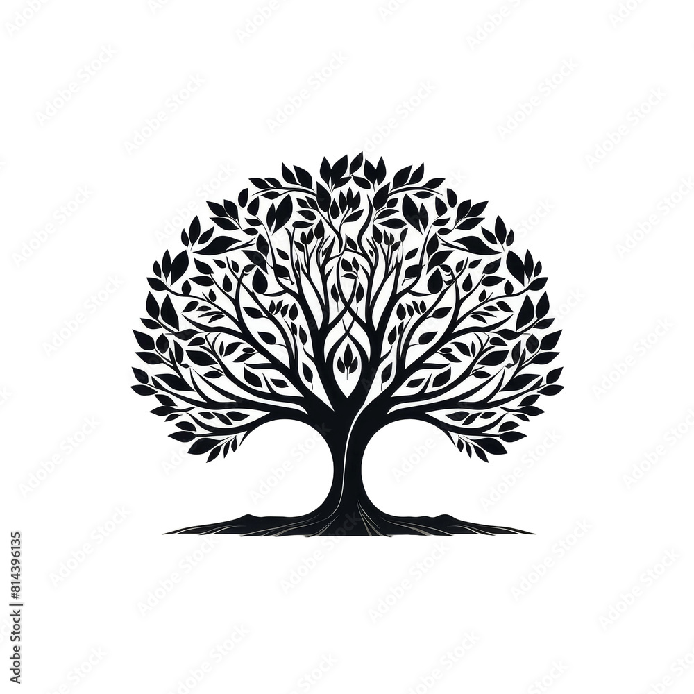 a black tree on a white background. a black tree on a white background.