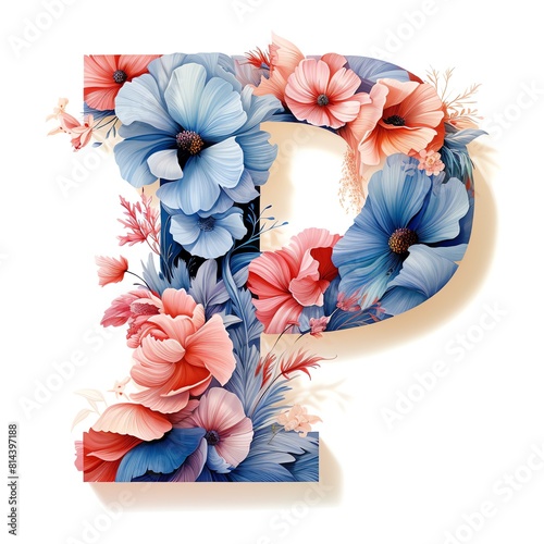 Flowers in font, Letter P