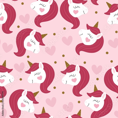 Seamless pattern with unicorns 