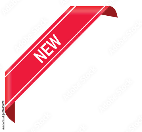 Red New Ribbon on White Background
