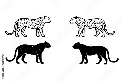  leopard line art silhouette illustration