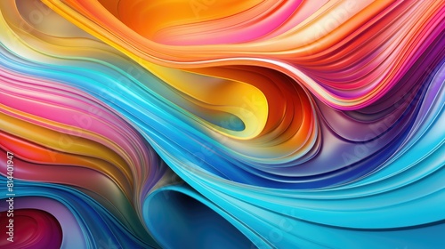 3d abstract wallpaper. Liquid metal rainbow waves. Rainbow colored swirls background