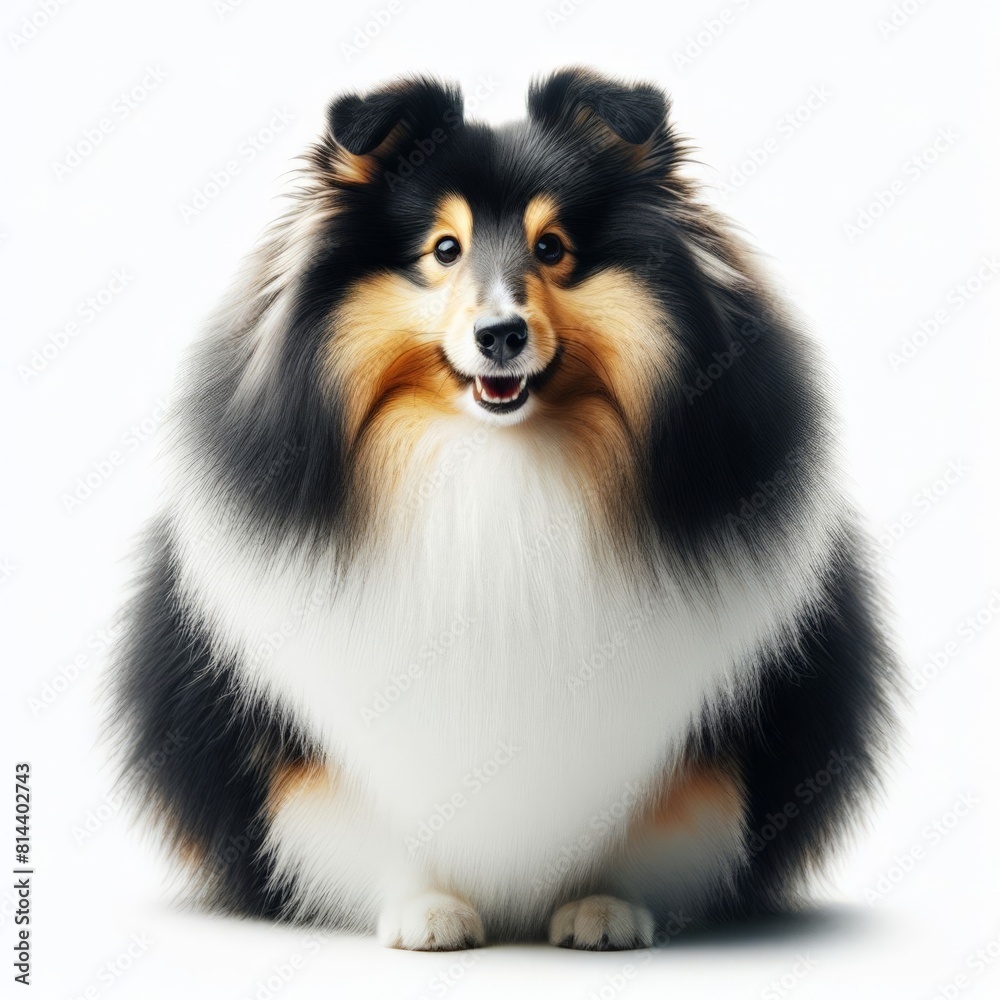 Image of an isolated Shetland sheepdog against a pure white background, ideal for presentations
