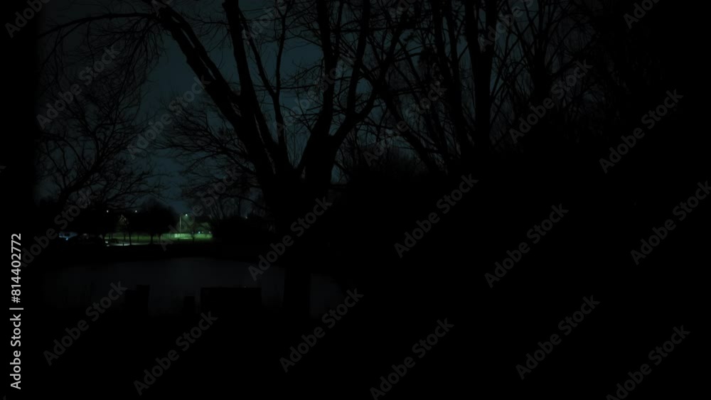 Silhouette of a tree on the background of lightning. Heavy rain storm rain falls on street. view from family houses. Storm night. Silhouette of a tree on the background of lightning. Heavy rain storm rain falls on street. view from family houses. Storm night.