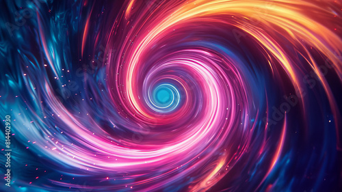 An abstract painting of a whirlpool of vibrant colors