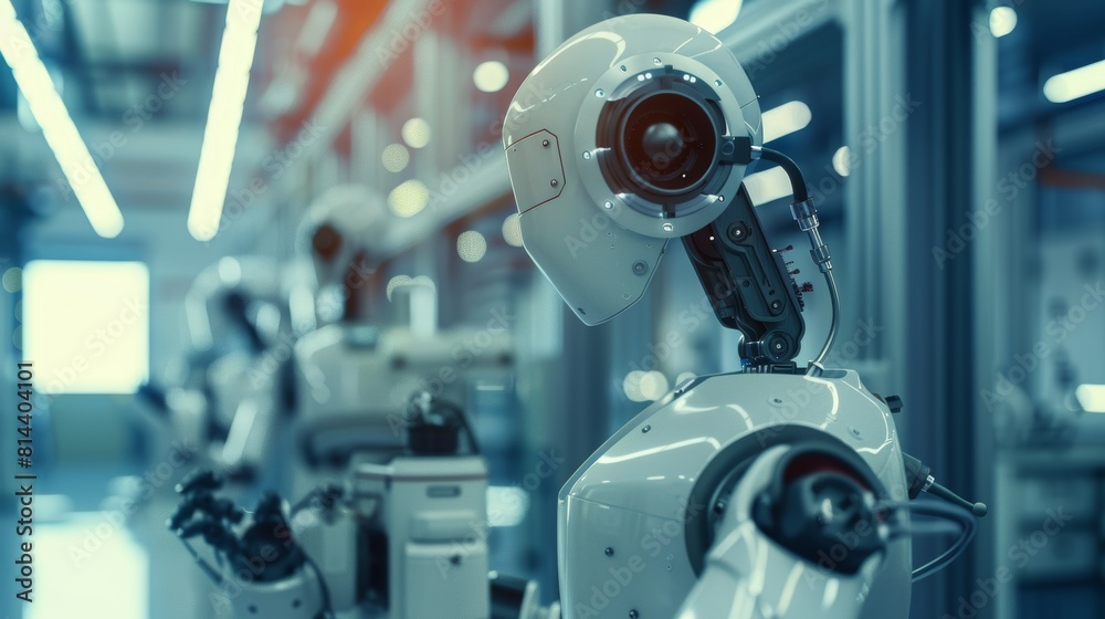 Fototapeta premium Autonomous Factory Robot at Work Generative AI