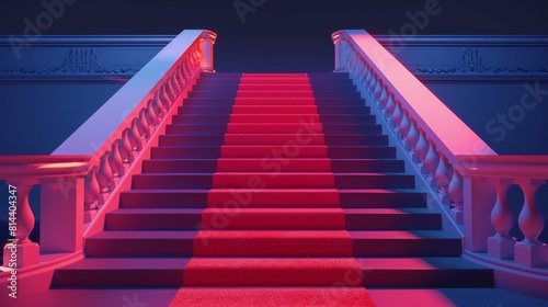 Luxury Staircase Ready for Nighttime Gala Event Generative AI photo