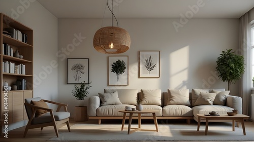 Modern interior japandi style design living room Light.generative.ai © Neelam