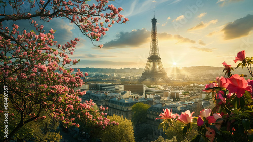 eiffel tower in spring