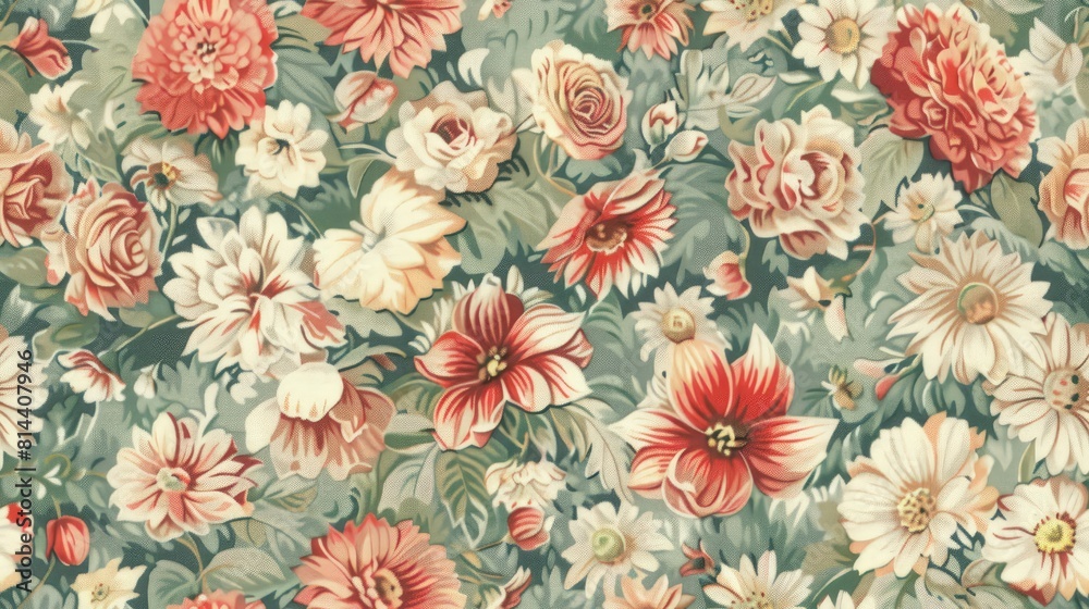 Abstract creative seamless pattern with Orchid Rose Gerbera Daisy flowers and artistic background. Abstract creative seamless pattern with Orchid Rose Gerbera Daisy flowers and artistic background.