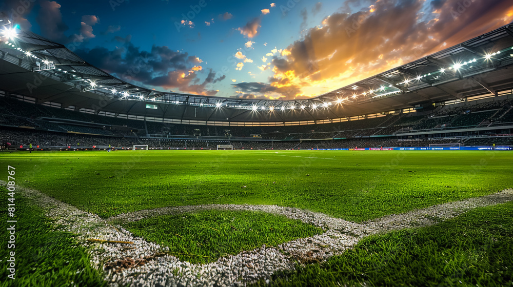 Soccer Stadium with Lush Green Field Soccer Stadium with Lush Green Field