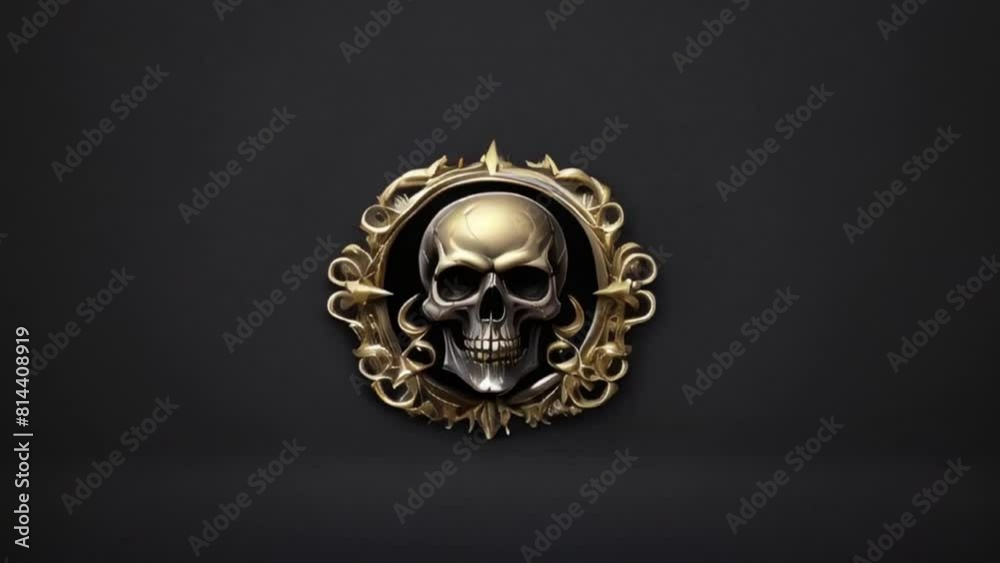 skull gold emblem gothic style
