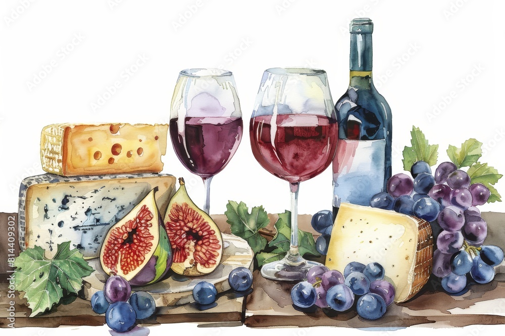 Perfect Pairing of Wine and Cheese in Watercolor Farmhouse Chic Perfect Pairing of Wine and Cheese in Watercolor Farmhouse Chic