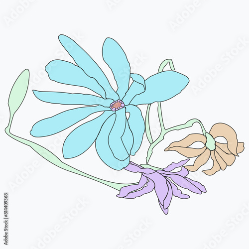 Beautiful wild flower drawn close-up. Vector illustration can be used as decoration.