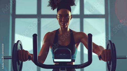 spinning woman keeping gym active ai at class generated fit black a exercising photo