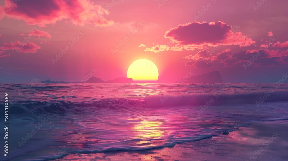 sunset sunrise ocean, minimalist background, 16:9