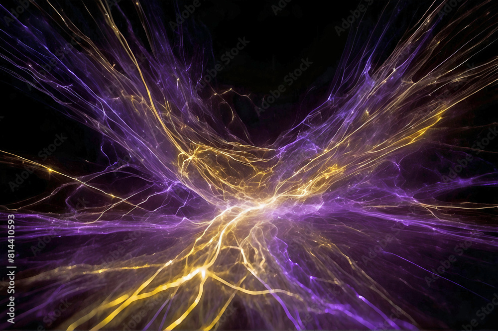 Abstract Purple Gold Light Streams Black Background Abstract Purple Gold Light Streams Black Background