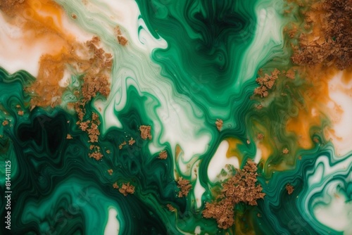 Digitally Created Liquid Paint Design green background