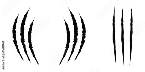 claw scratches, vector illustration on transparent background. animal claws scratching of cat, tiger, lion, bear.