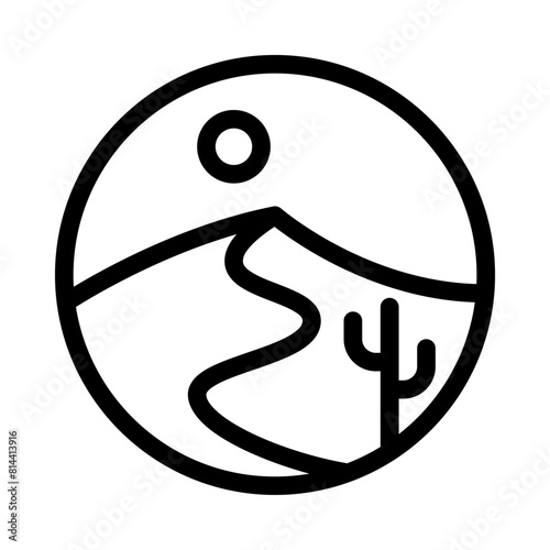 Desert icon vector in outline style for travel, landscape, vacation, trip, nature needs