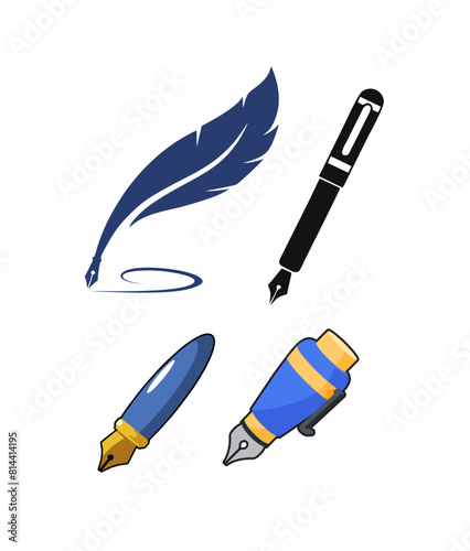 pen art and pen tool illustrtion with flat illustration pen design vector and eps file
