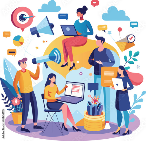 digital marketing flat vector illustration art