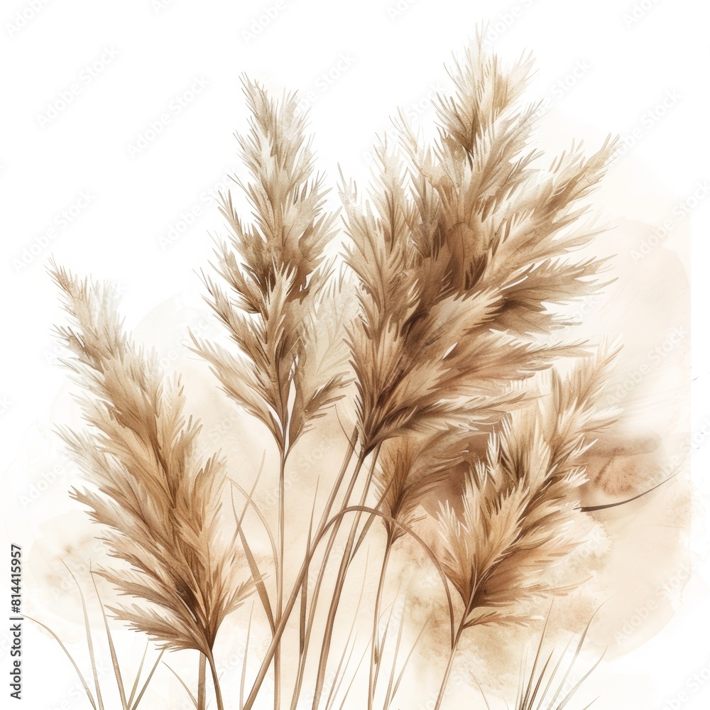 Watercolour Pampas Grass on White Background for Home Decor Inspiration Generative AI Watercolour Pampas Grass on White Background for Home Decor Inspiration Generative AI