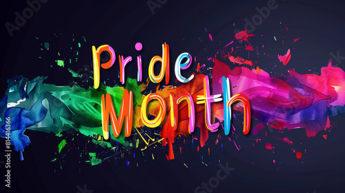LGBTQ+ Pride month colorful background with written Pride month dedicated to celebration and commemoration of lesbian, gay, bisexual, and transgender ( LGBT ) pride photo