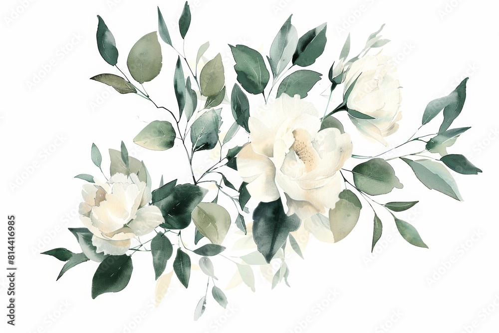 Delicate Floral Bouquet for Wedding Stationery Generative AI Delicate Floral Bouquet for Wedding Stationery Generative AI