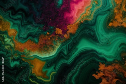 Liquid Paint Green Background Designed with Generative AI