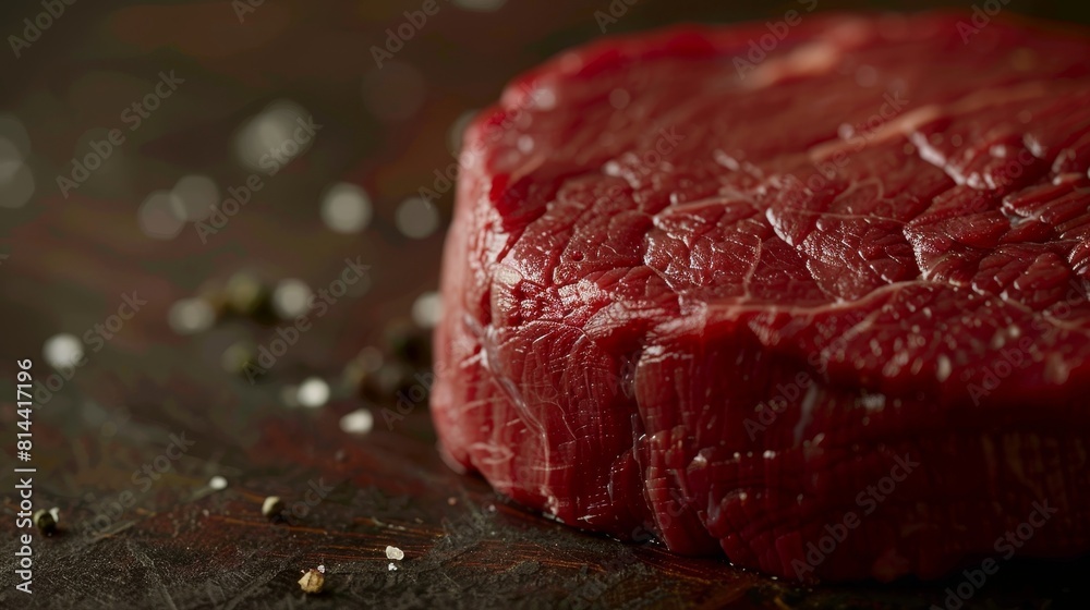 Artistic close-up of a raw flat iron steak, emphasizing the rich marbling and freshness of the beef, isolated and perfectly lit Artistic close-up of a raw flat iron steak, emphasizing the rich marbling and freshness of the beef, isolated and perfectly lit