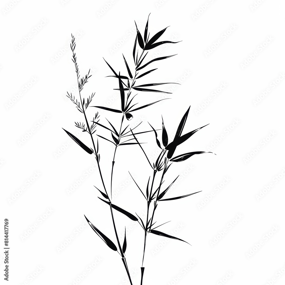 Obraz premium Botanical Illustration of Bamboo for Modern Decor Inspiration Generative AI