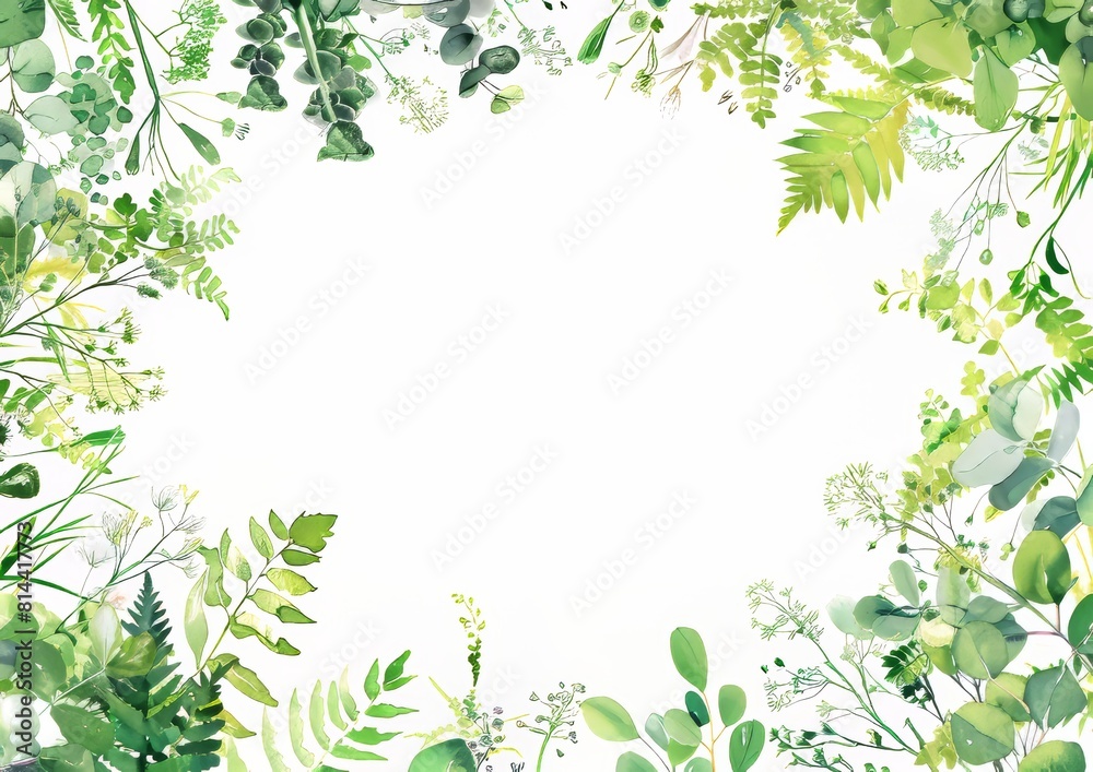 Fototapeta premium Watercolor Wedding Wreath with Herbs and Thyme Generative AI