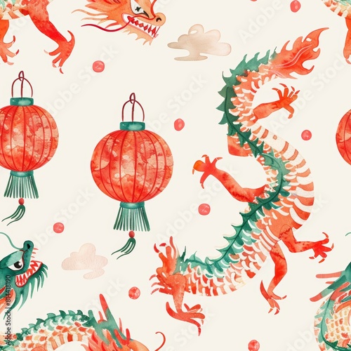 Celebrate Lunar New Year with Vibrant Dragon Design Generative AI